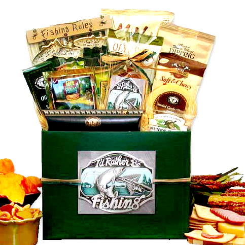 GBDS The Fisherman's Fishing Creel Gift Basket - fishing gift basket