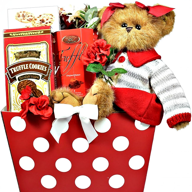 SISTER GIFT BASKET@Cute Bear Box@22ct Gold@Unique CUPCAKE KEEPSAKE & Pink Heart