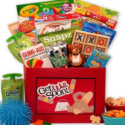 Kids Get Well Teddy Gift Box, Fun Gifts, Yummy Snacks