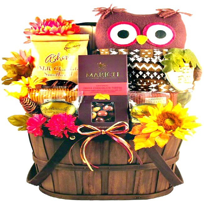 Unique Fall Gift Basket Featuring A Hoot Owl Unique Fall Gift Basket Featuring A Hoot Owl