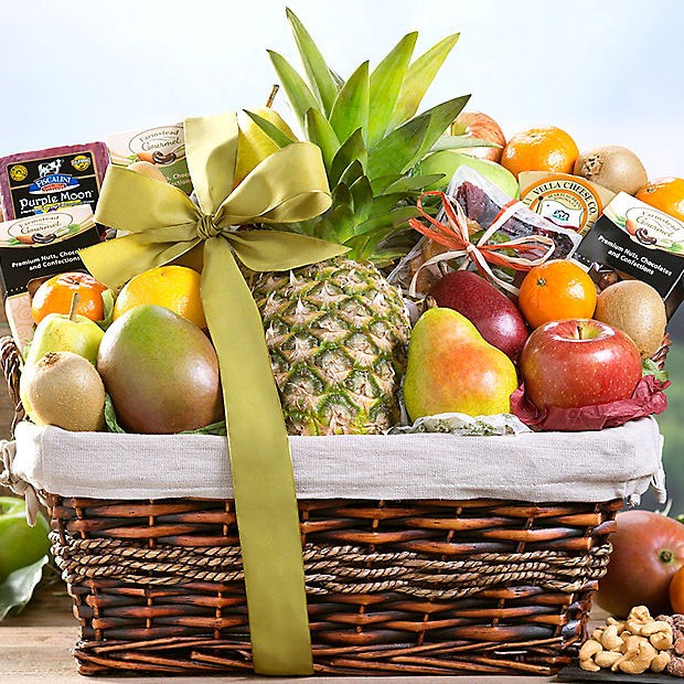 Tropical Fruit, Nut and Cheese Basket