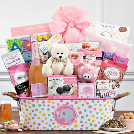 Baby Girl Sparkling Wine Gift Basket