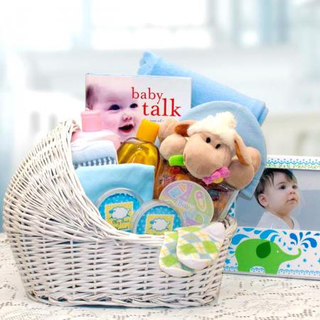 New Baby Boy Bassinet Gift Basket