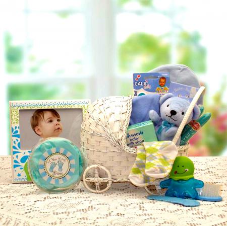 baby boy carriage gift basket