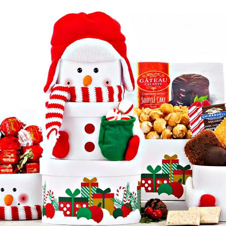 Happy Holiday Snowman Gift Tower