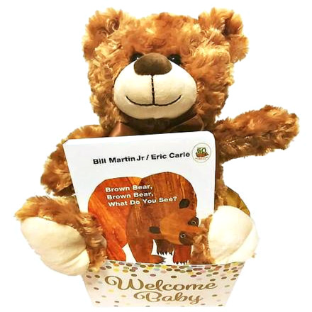 little brown bear gift basket for babies