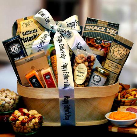 Father's Day Gourmet Nut, Sausage & Cheese Gift Basket