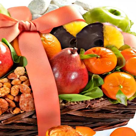Deluxe Fresh Fruit & Sweet Treats Gift Basket Delivered