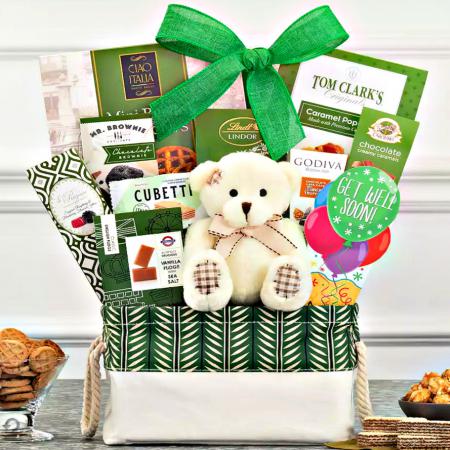 fell better, get well bear hug gift basket