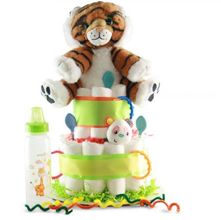 Lions and Tigers New Baby Diaper Cake