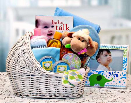 New Baby Boy Gift basket in blue