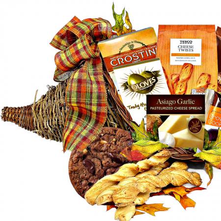 Colorful Fall Cornucopia Gift Basket