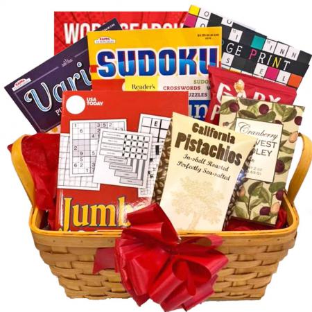 puzzle books gift baskets and snacks