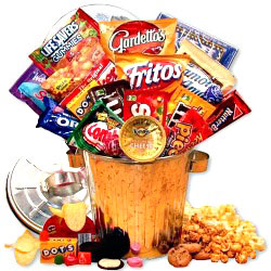 Gift container filled with snacks to send by mail