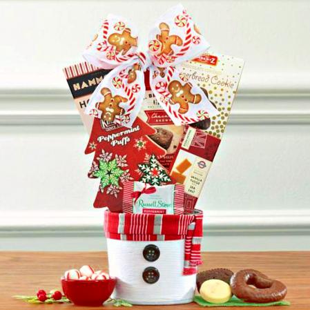 snowman holiday gift basket