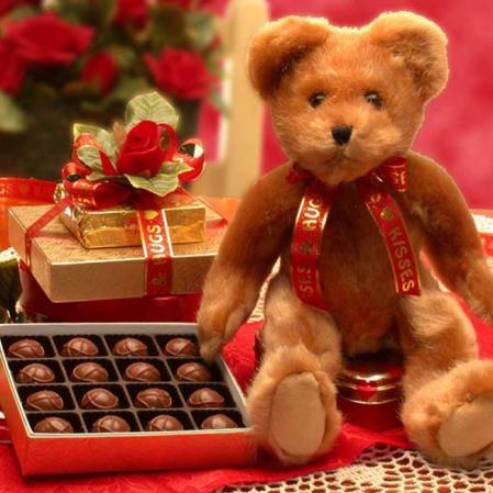 Teddy Bear and Chocolates Gift Basket