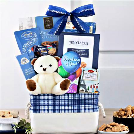 Thinking of you teddy bear gift basket