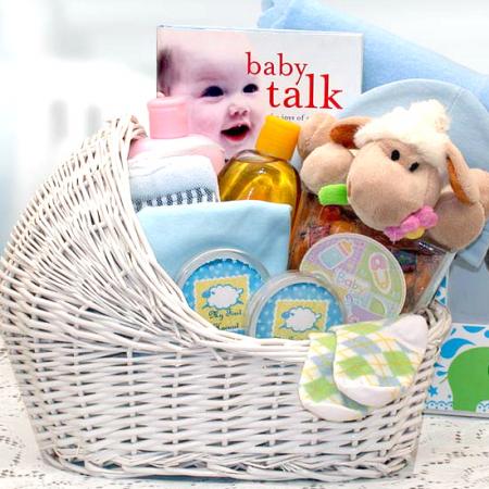 New Baby Boy Bassinet Gift Basket