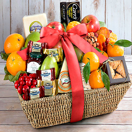 fruit, cheese, gift basket