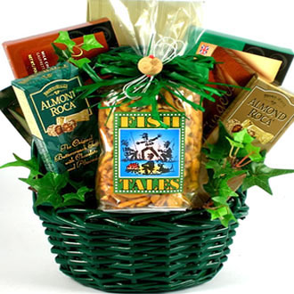 The Big Catch Fishing Creel, Gourmet Fishing Gift Basket