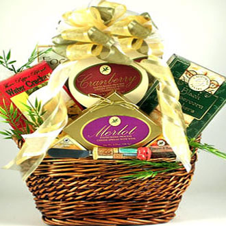 Gourmet Cheese and Sausage Food  Basket