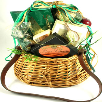 The Big Catch Fishing Creel, Gourmet Fishing Gift Basket