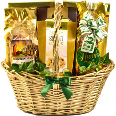 golden thank you gift basket