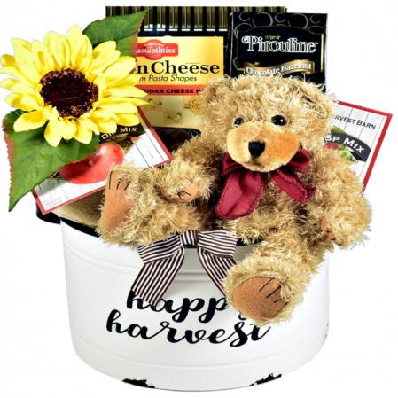 happy harvest fall gift basket arrangement