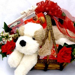 Romantic Puppy Love Gift Basket