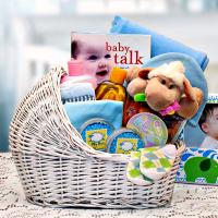 baby boy bassinet gift basket