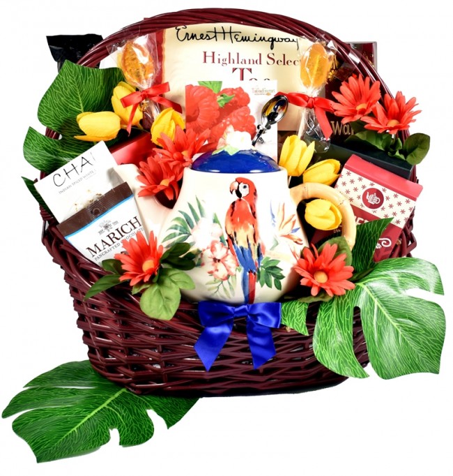 Tea Gift Basket Tropical Pot Set Tea Gift Basket Tropical Pot Set
